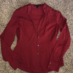 Express Button Up Red Long Sleeve Shirt